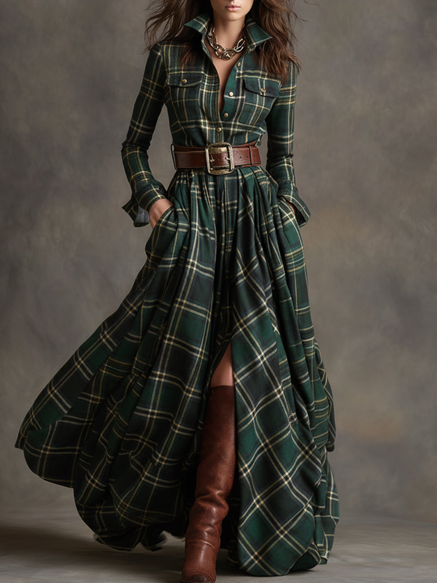 Fabia | Belted Check Shirt Dress