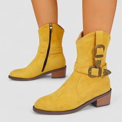 Alvina Orthopedic Western Boots in Yellow
