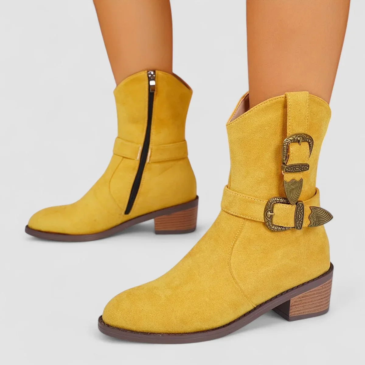 Alvina Orthopedic Western Boots in Yellow