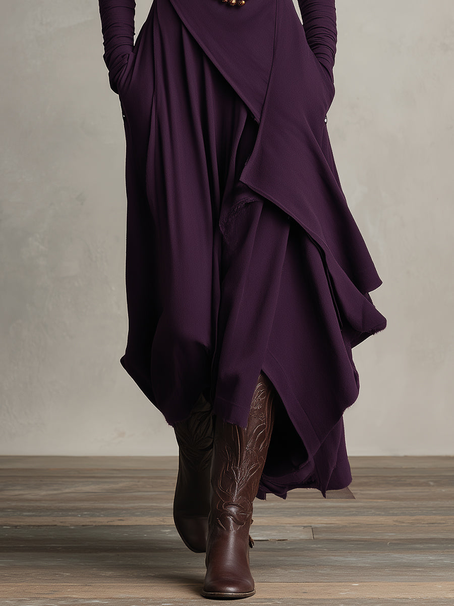 Ebba | Turtleneck Draped Knit Dress with Pockets