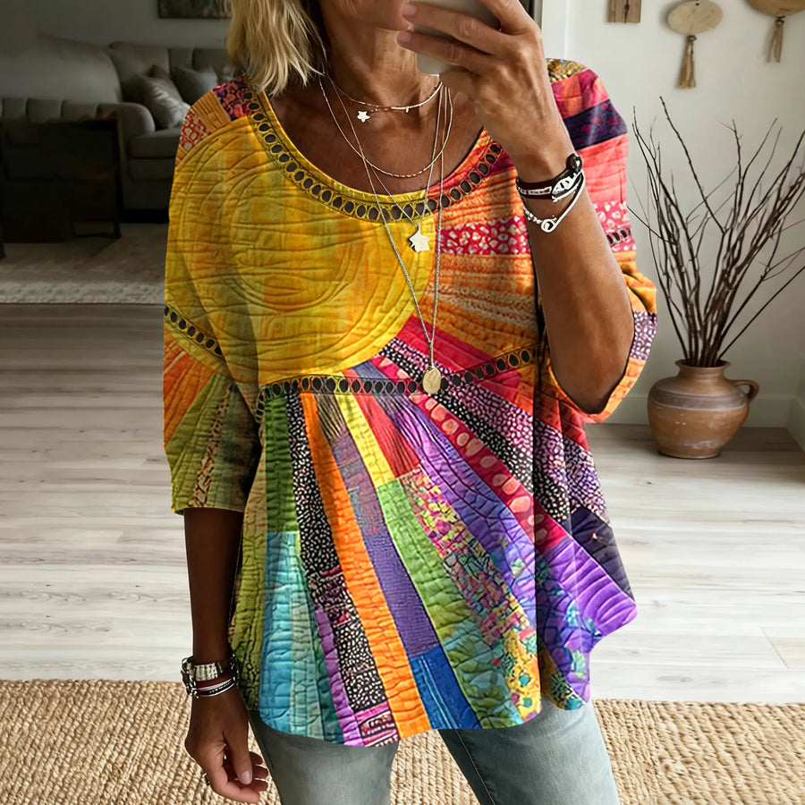 Mireille | Autumn Patchwork Knit Sweater