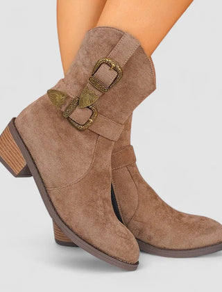 Alvina Orthopedic Western Boots in Brown