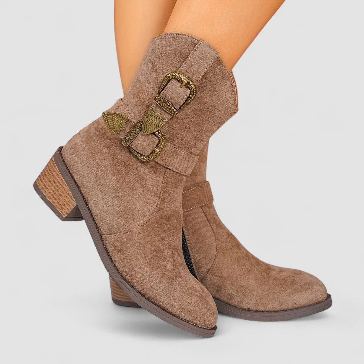 Alvina Orthopedic Western Boots in Brown