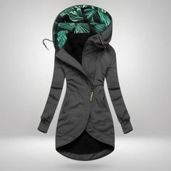 Mirella Long Hooded Quilted Winter Coat in Gray