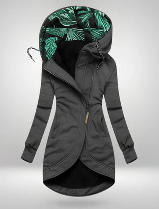 Mirella Long Hooded Quilted Winter Coat in Gray