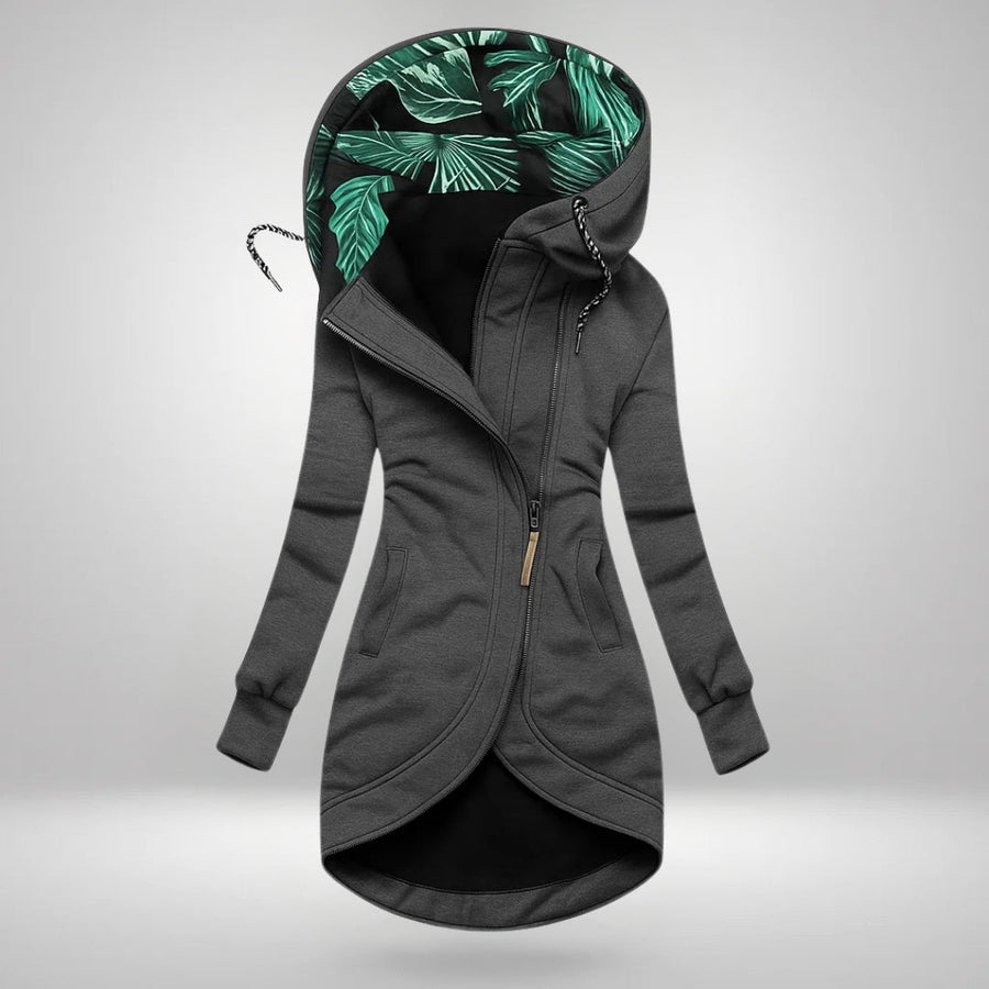 Mirella Long Hooded Quilted Winter Coat in Gray