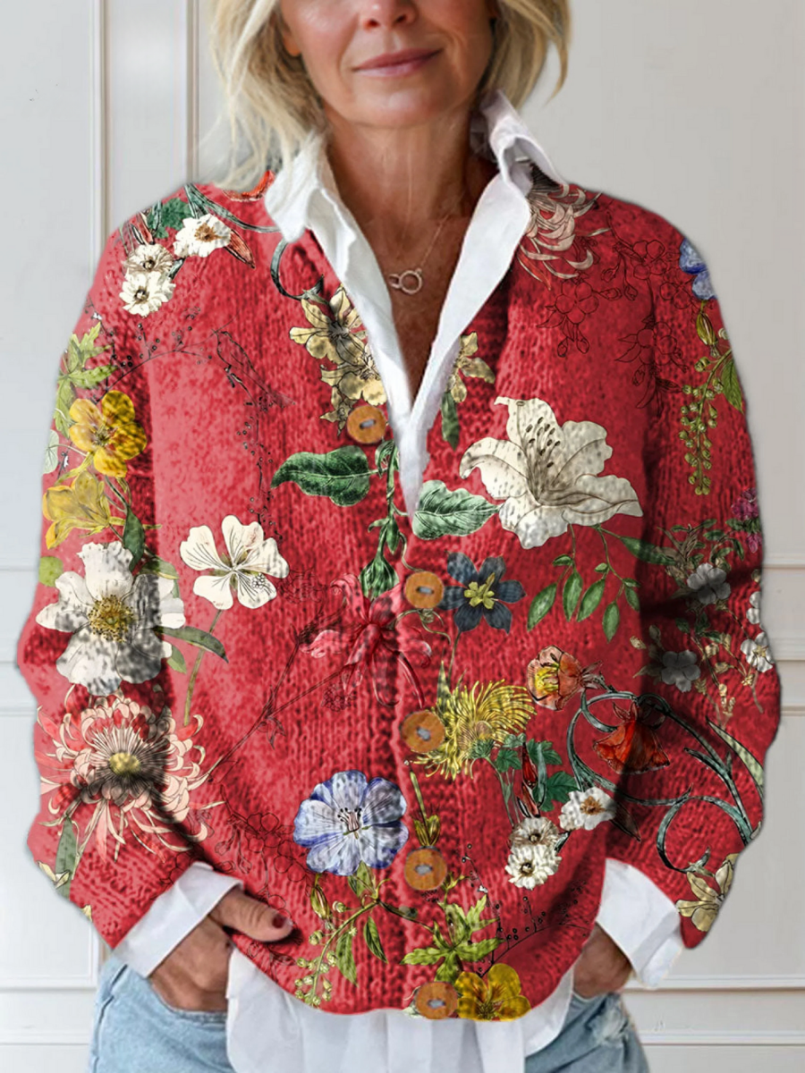 Imane | Vintage Floral Knitted Cardigan