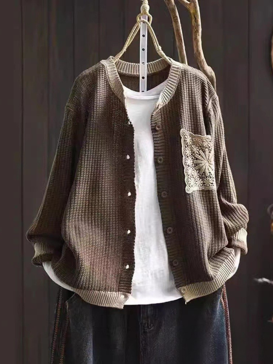 Aveline | Contrast-Trim Pocket Cardigan