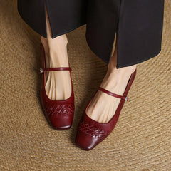 Thalia Square-Toe Mary Jane Flats