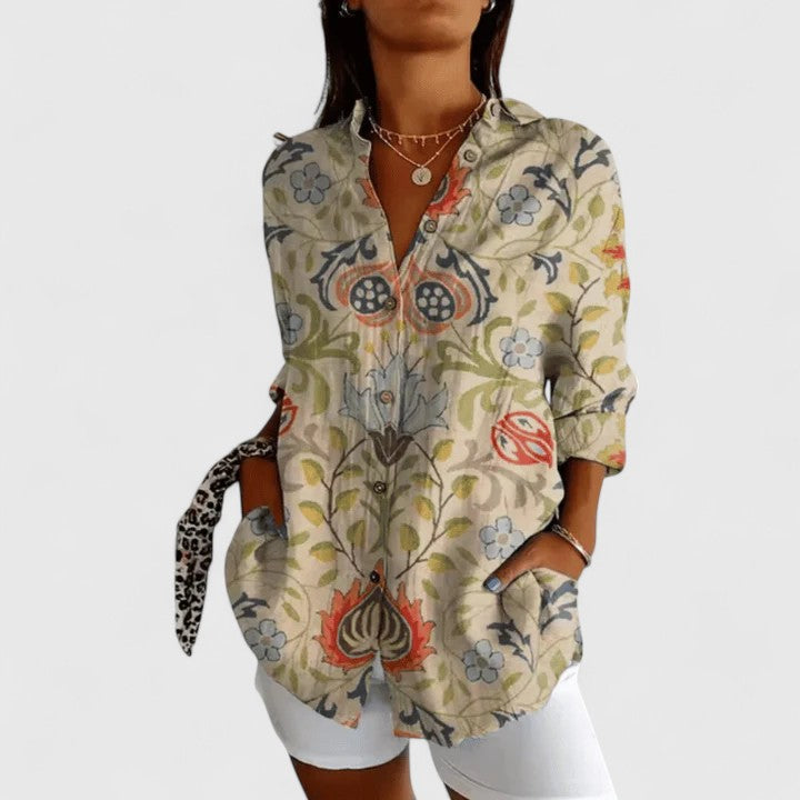 Brenda | Floral Button-Up Blouse