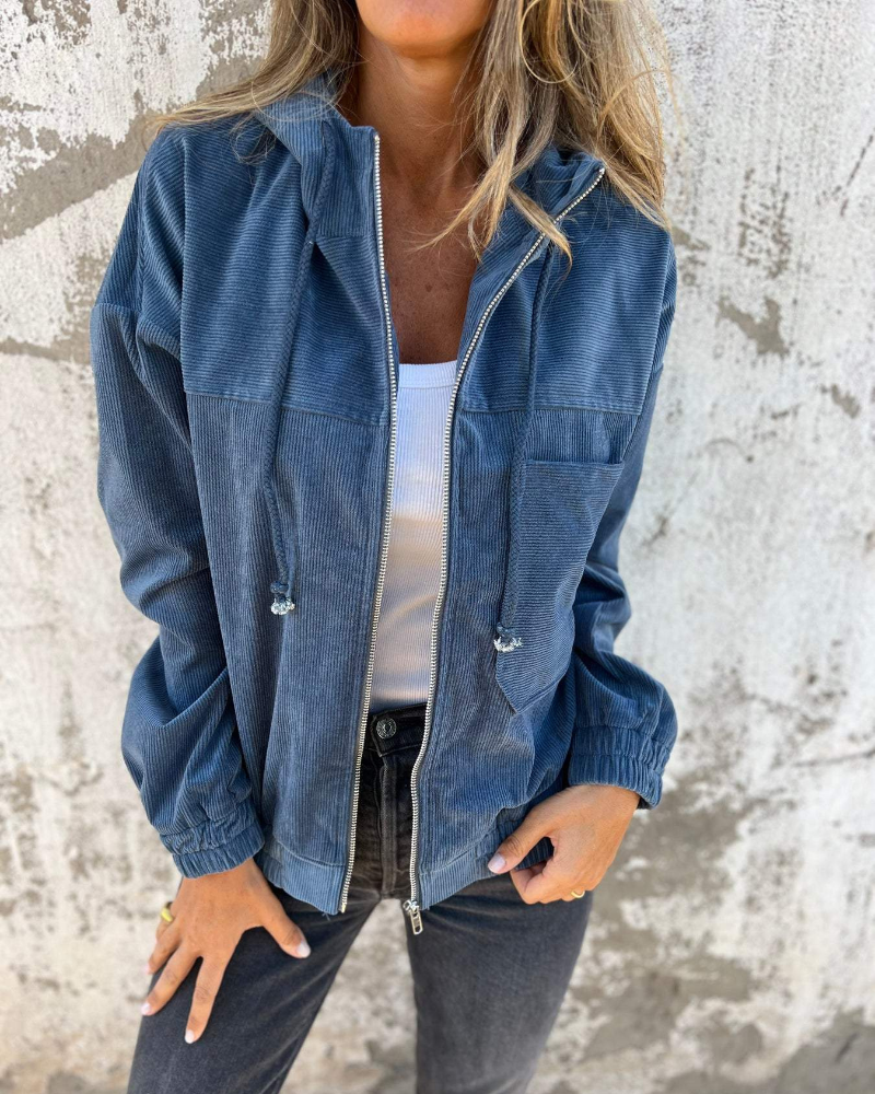 Ella | Hooded Corduroy Zip Jacket