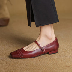 Thalia Square-Toe Mary Jane Flats
