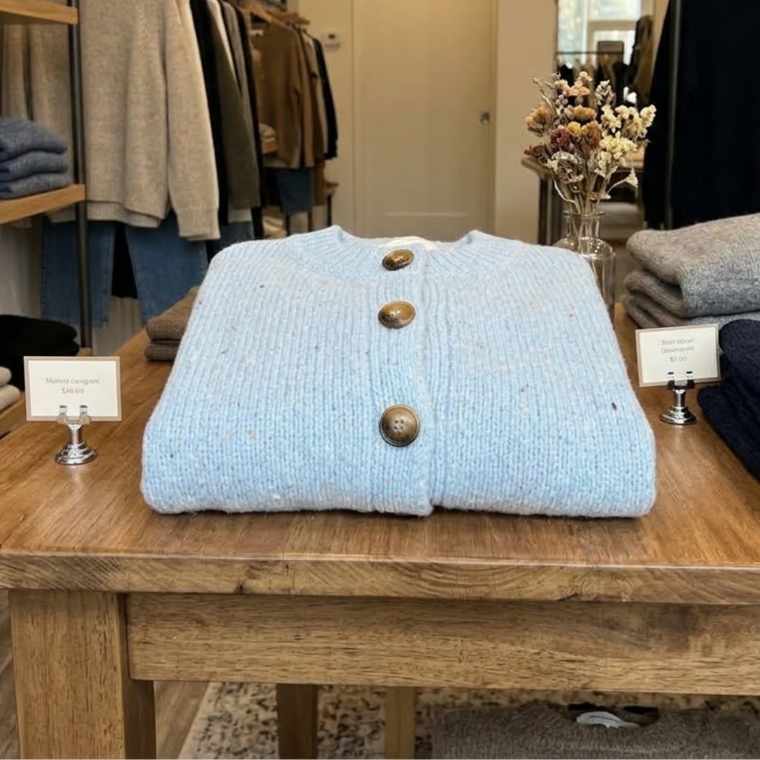 Maelle™ | Speckled Knit Cardigan Powder Blue
