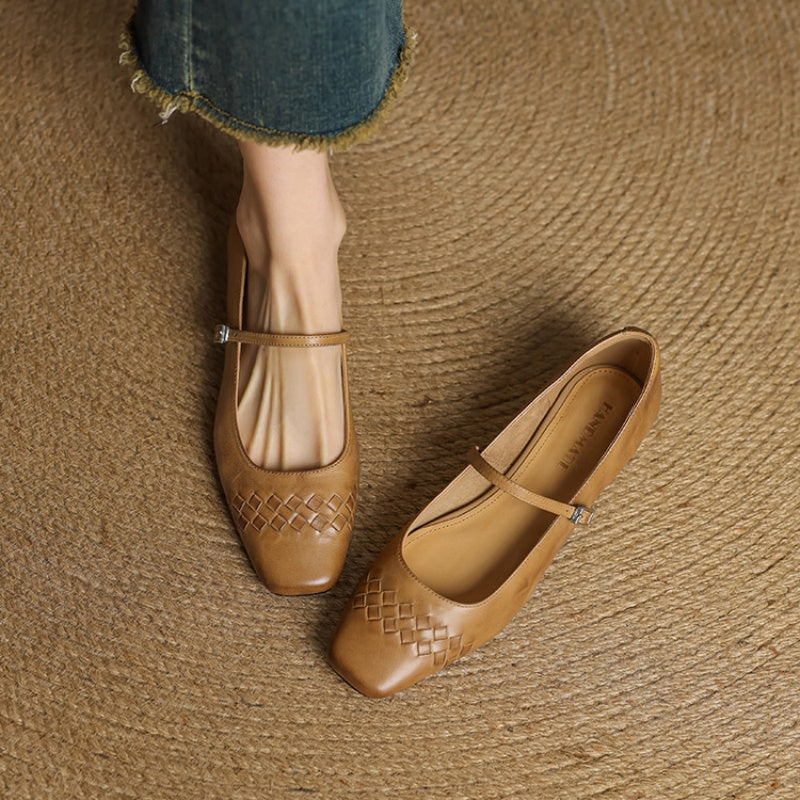 Thalia Square-Toe Mary Jane Flats