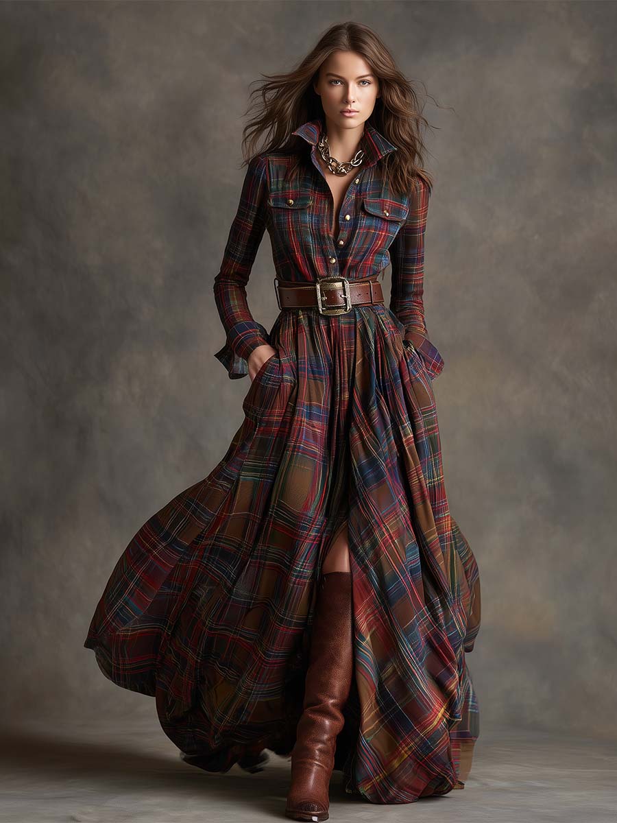 Fabia | Belted Check Shirt Dress