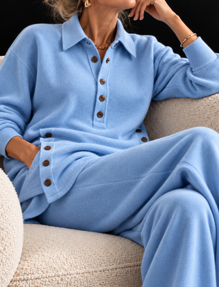 Tracy knit lounge set in Sky Blue