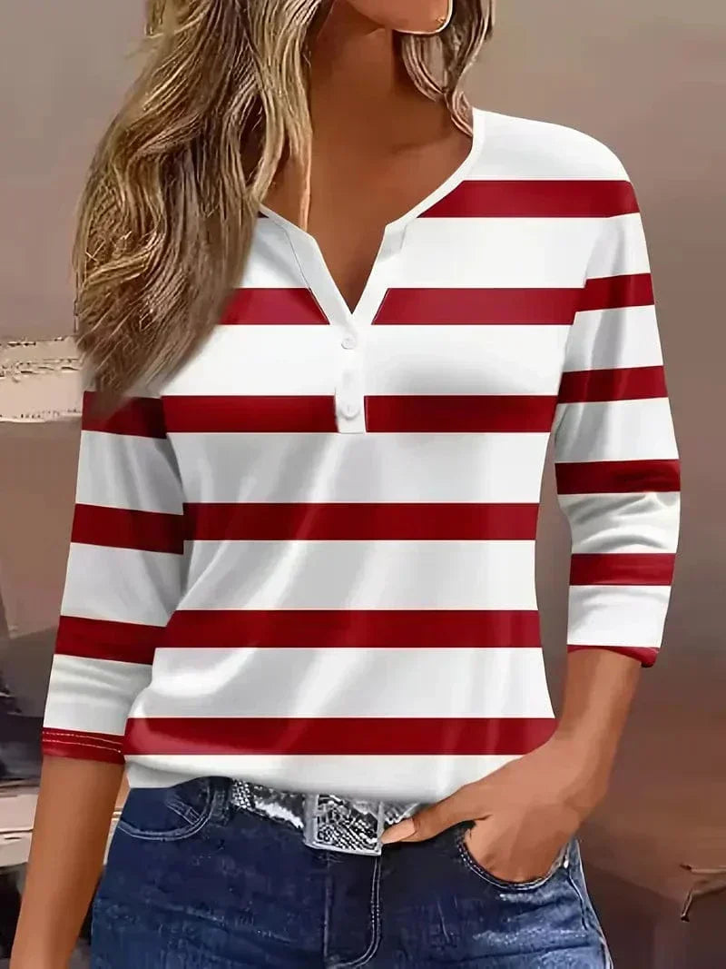 Avis | Striped V-Neck Top