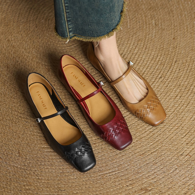 Thalia Square-Toe Mary Jane Flats