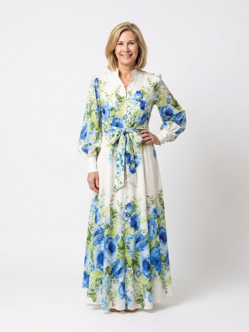 Maya | Button-Front Floral Maxi Dress