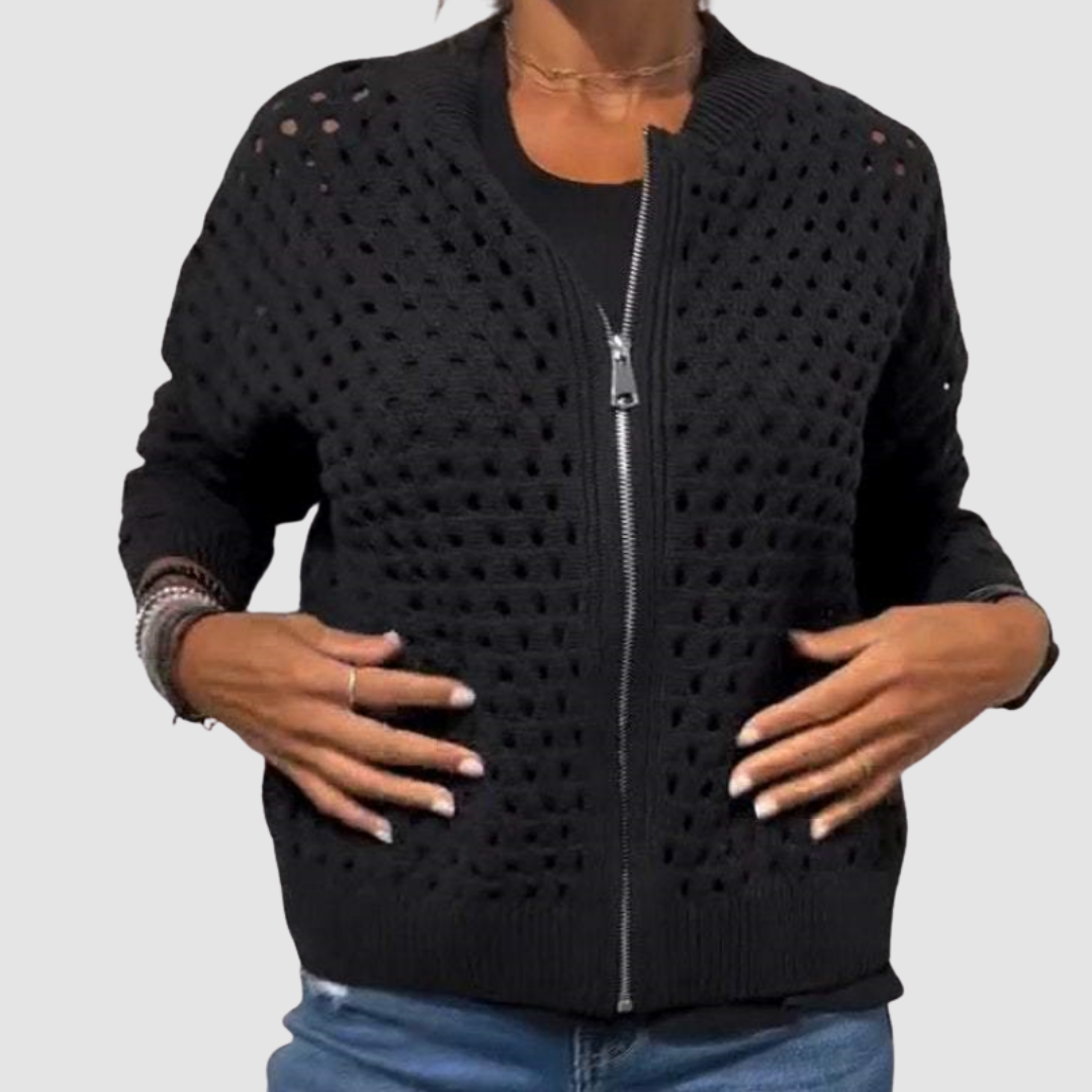 Phoebe | Zip Front Knit Cardigan