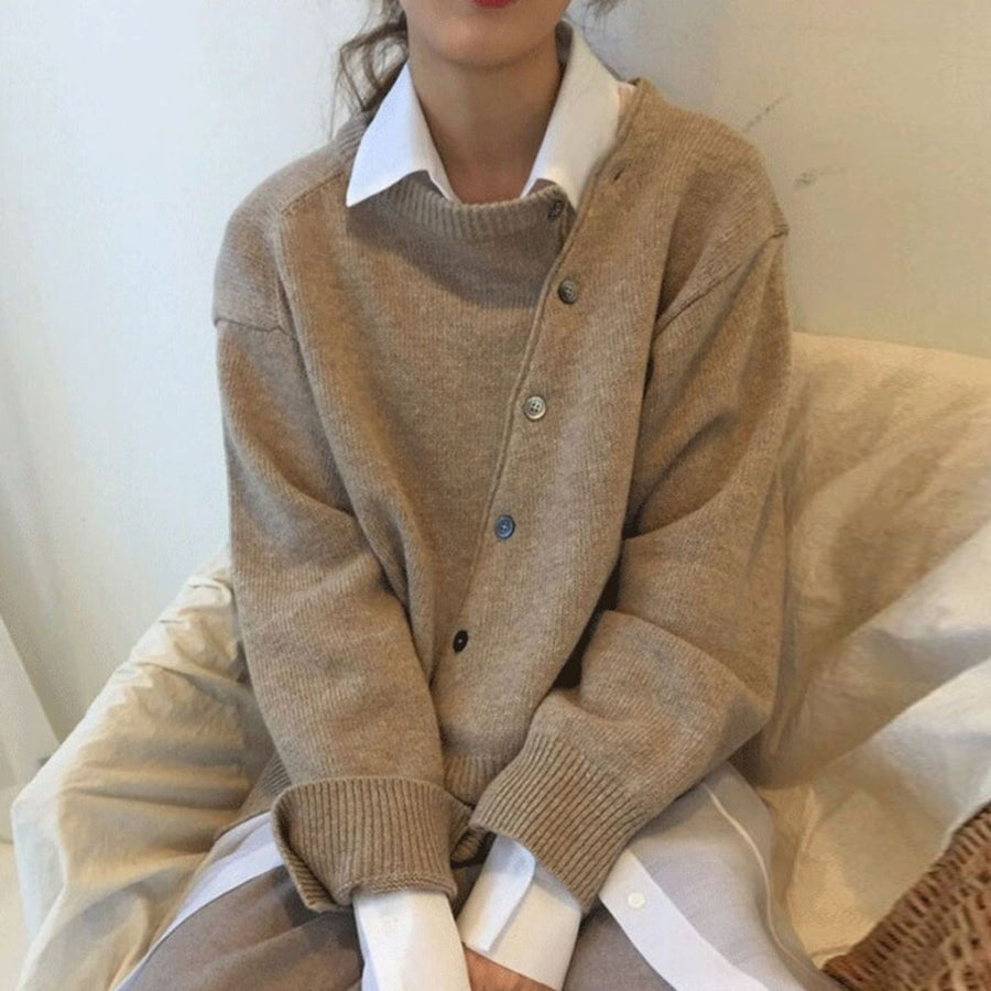 Alyssa | Asymmetric Button Wrap Sweater