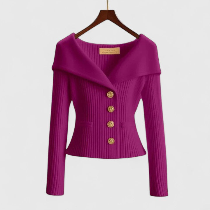 Lavise | Wide-Collar Fitted Button Cardigan