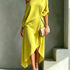 Mercedes | One-Shoulder Asymmetrical Midi Dress