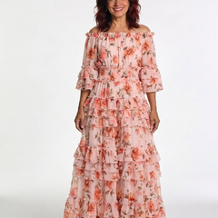 Malvina | Off-Shoulder Floral Ruffle Maxi Dress