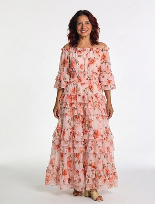 Malvina | Off-Shoulder Floral Ruffle Maxi Dress