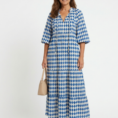 Mallory | Diamond Print Tiered Midi Dress