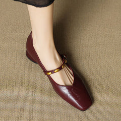 Edmee Square-Toe Mary Jane Flats