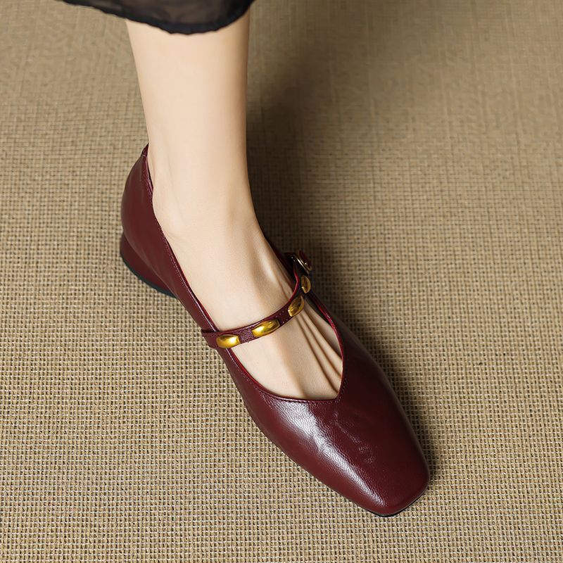 Edmee Square-Toe Mary Jane Flats