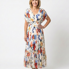 Maryse | Pleated Floral Midi Dress
