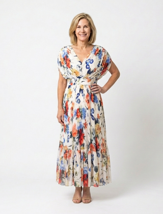 Maryse | Pleated Floral Midi Dress