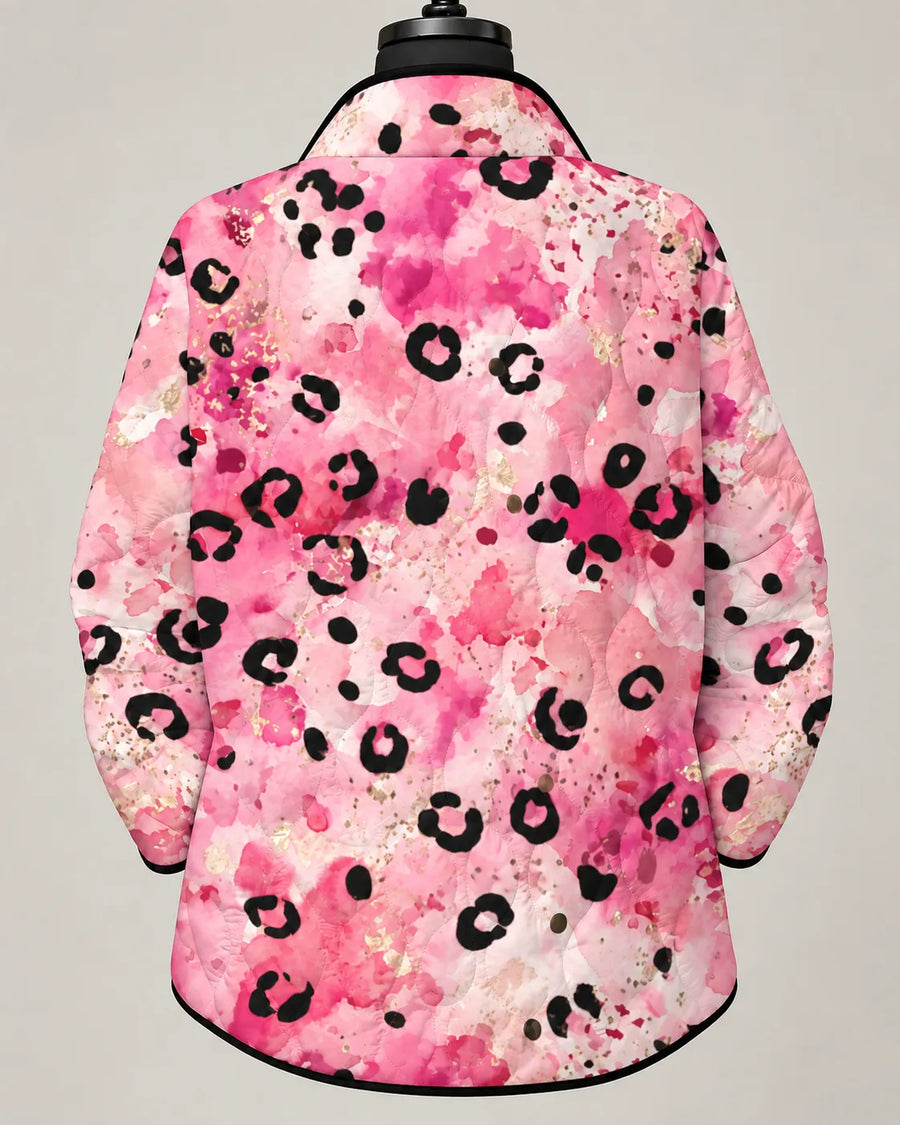 Jackie | Watercolor Leopard Quilted Jacket