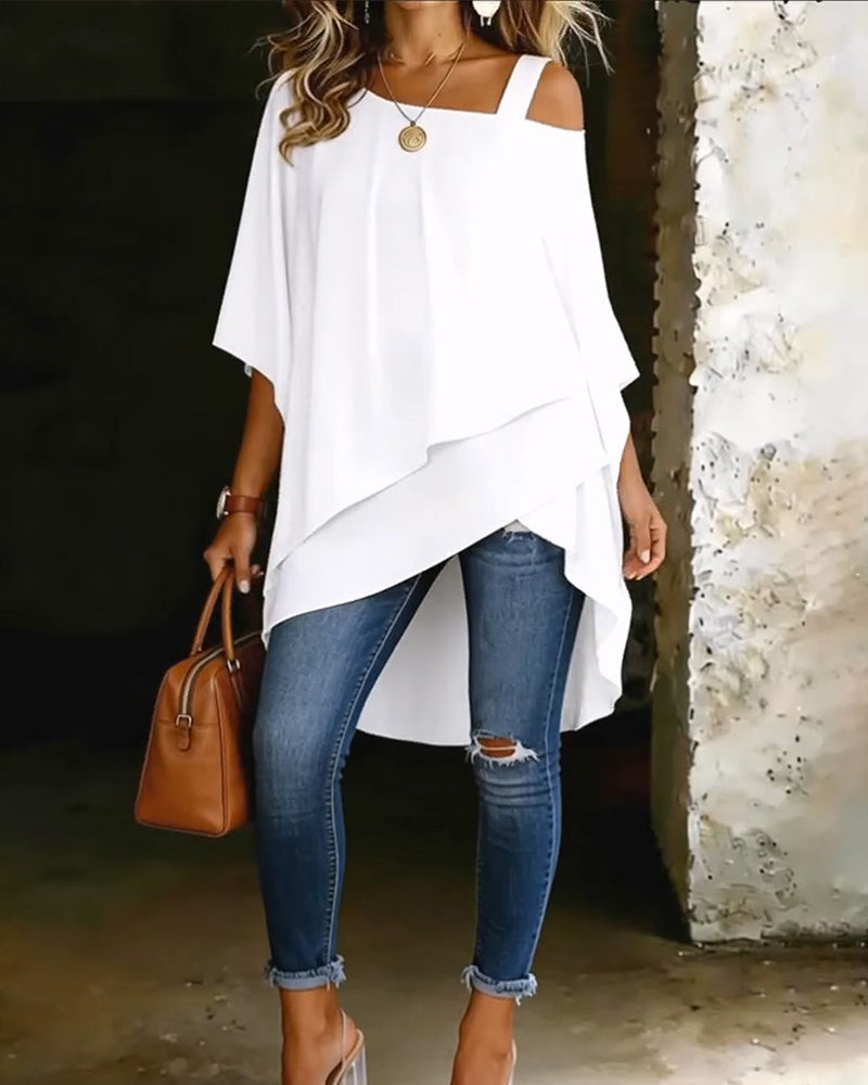Amiyah | Asymmetric Layered Hem Blouse