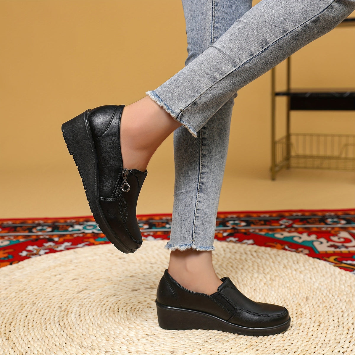 Briar Side-Zip Wedge Loafers