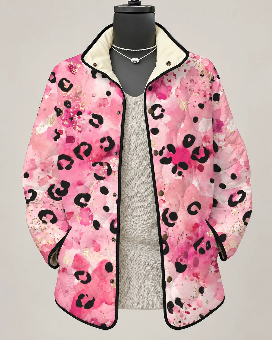 Jackie | Watercolor Leopard Quilted Jacket