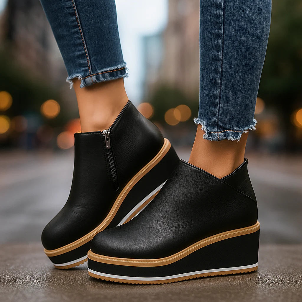 Anneliese platform ankle boots in Black