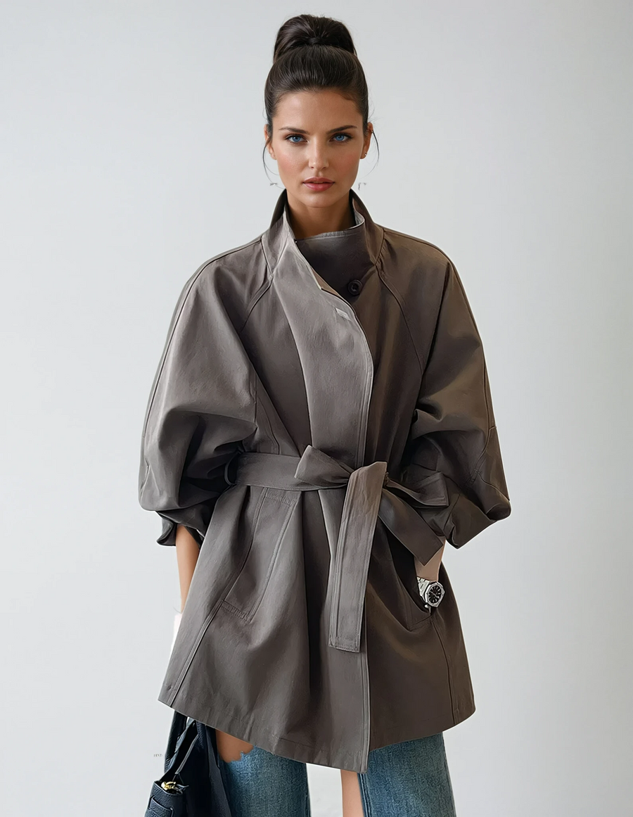 Andrea | Stand Collar Trench Jacket
