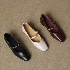 Edmee Square-Toe Mary Jane Flats