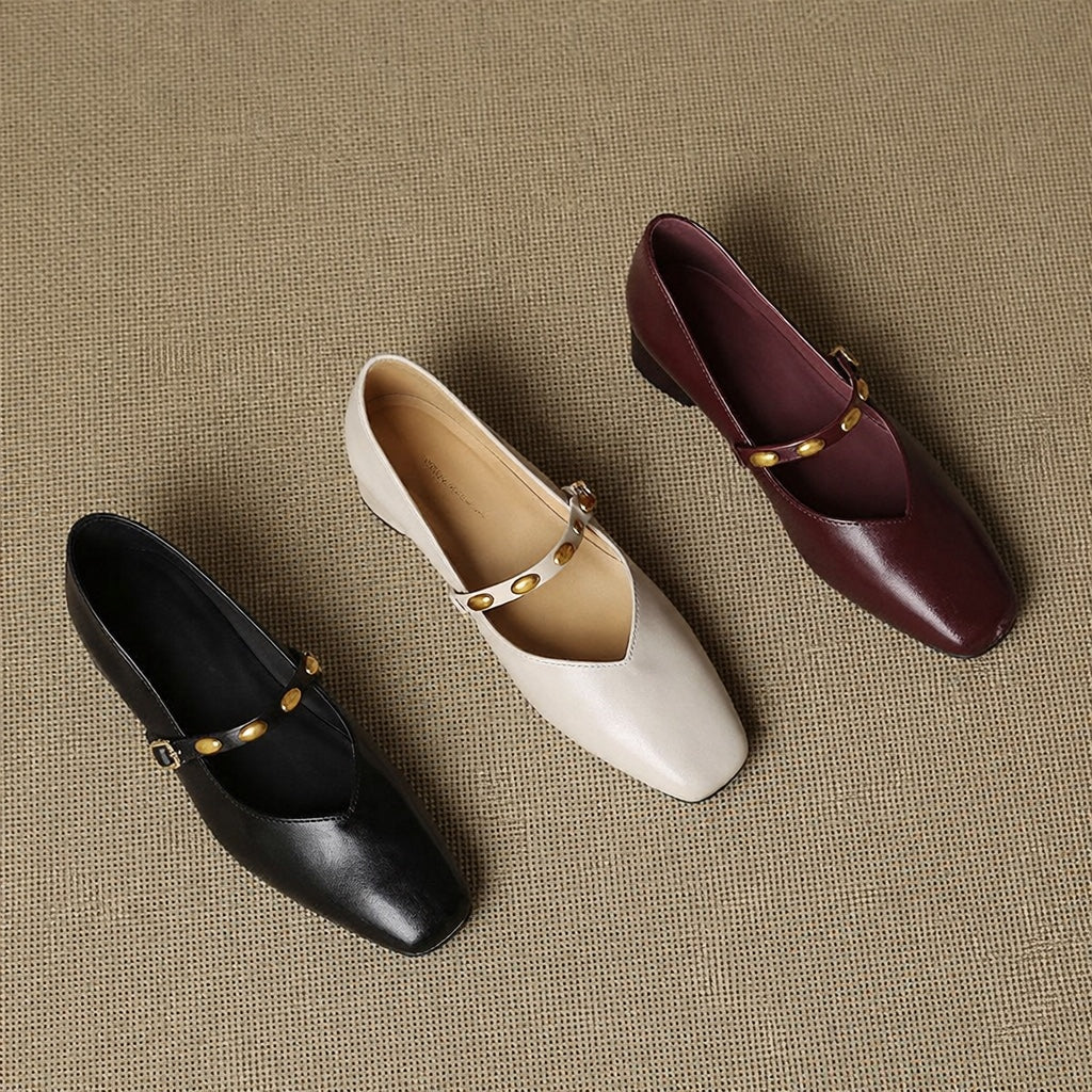Edmee Square-Toe Mary Jane Flats