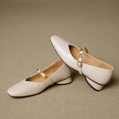 Edmee Square-Toe Mary Jane Flats