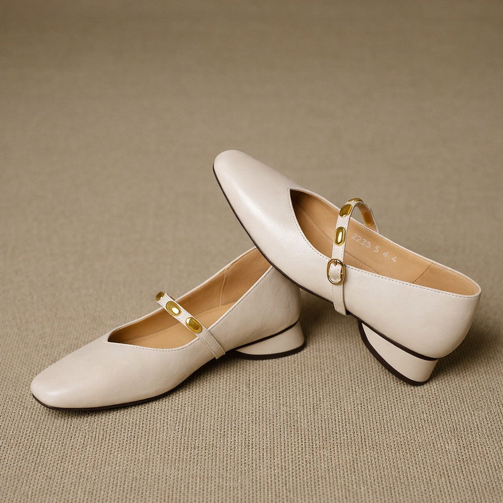 Edmee Square-Toe Mary Jane Flats