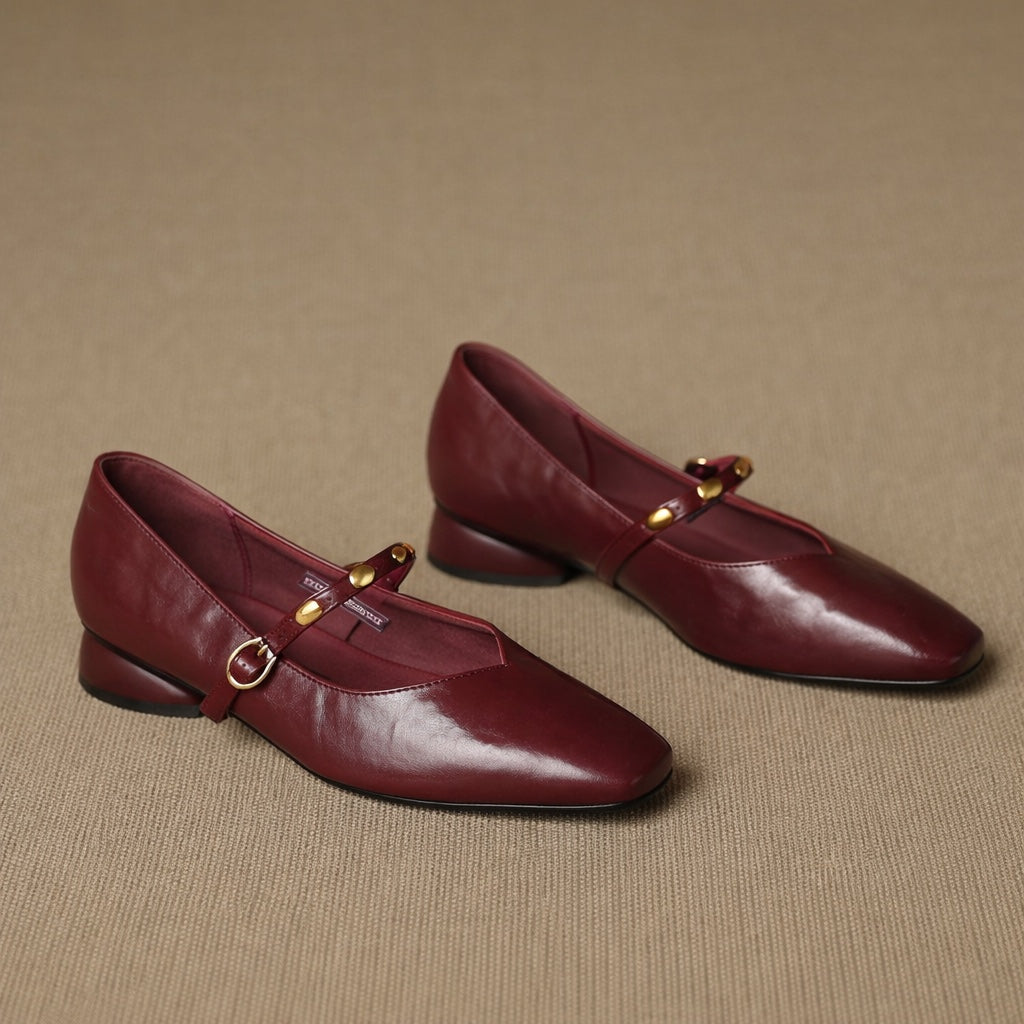 Edmee Square-Toe Mary Jane Flats