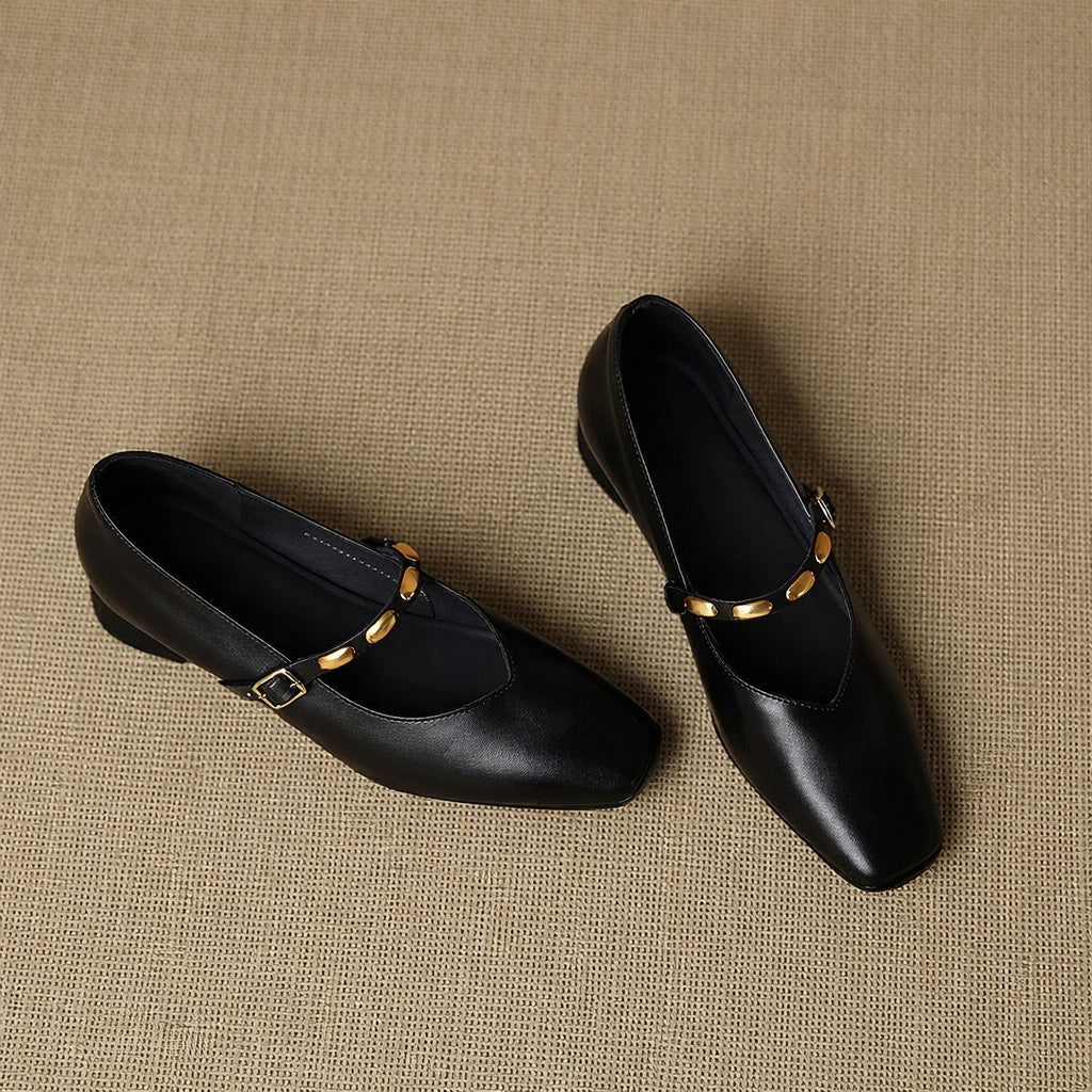 Edmee Square-Toe Mary Jane Flats