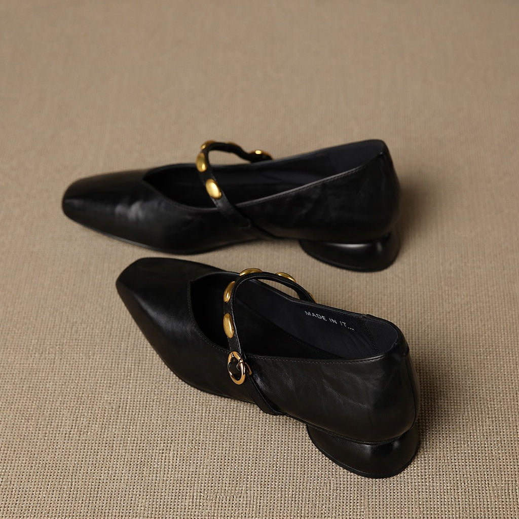 Edmee Square-Toe Mary Jane Flats
