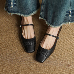 Thalia Square-Toe Mary Jane Flats