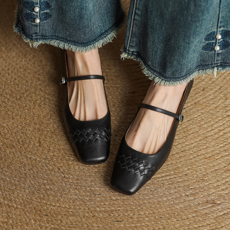 Thalia Square-Toe Mary Jane Flats