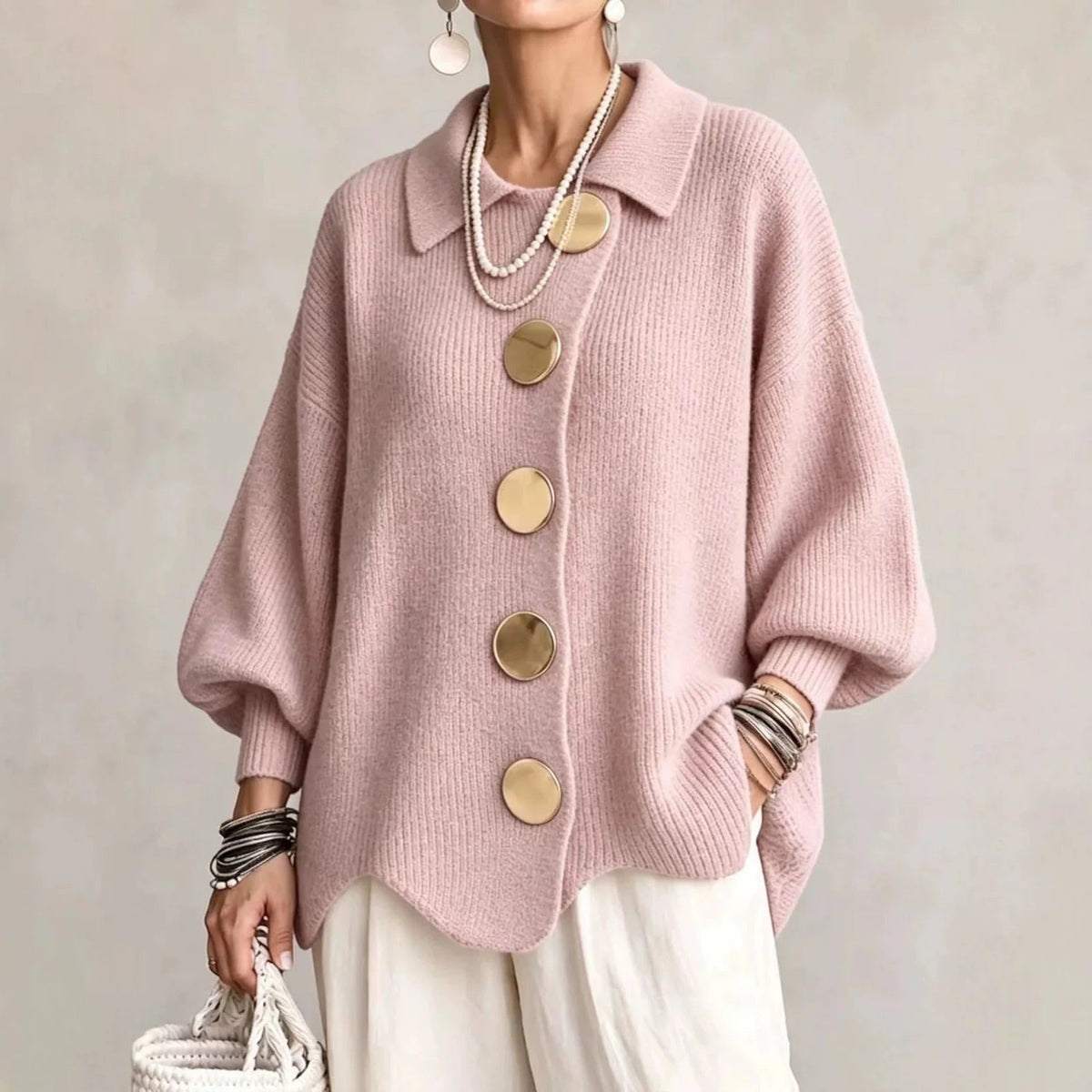 Hildy oversized cozy cardigan in Pink